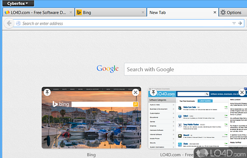 Light browser based on Firefox - Screenshot of Cyberfox Portable