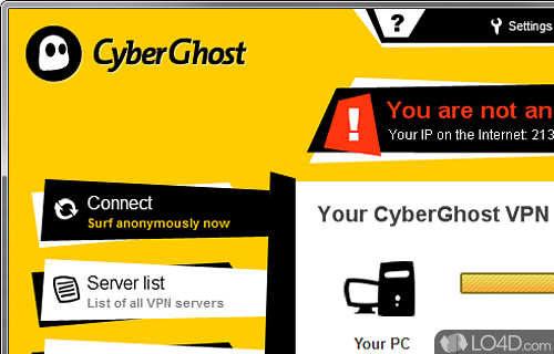 Screenshot of CyberGhost VPN - Change the IP and protect the online identity