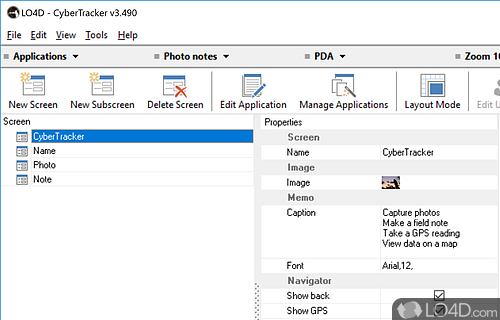 Displays a interface and can create GPS databases for a wide range of uses - Screenshot of CyberTracker