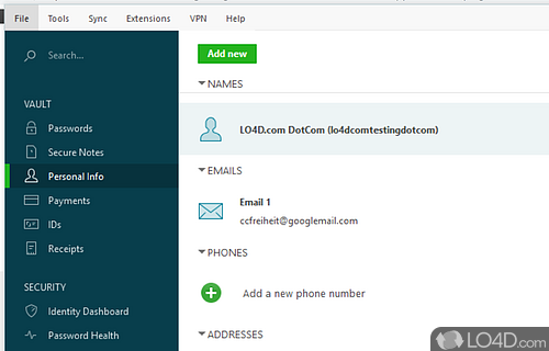 Store and manage passwords - Screenshot of Dashlane