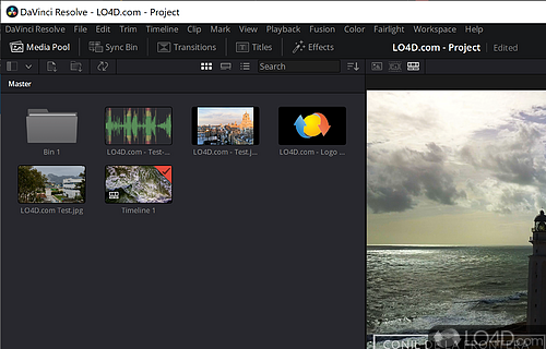 Correct or edit video files - Screenshot of DaVinci Resolve