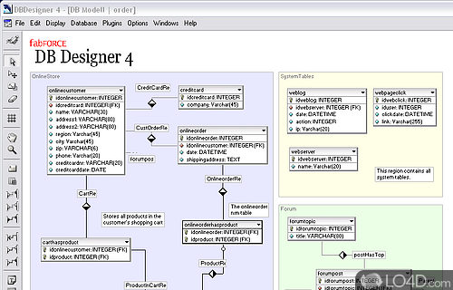 To handle databases, tables and primary keys in an way - Screenshot of DBDesigner