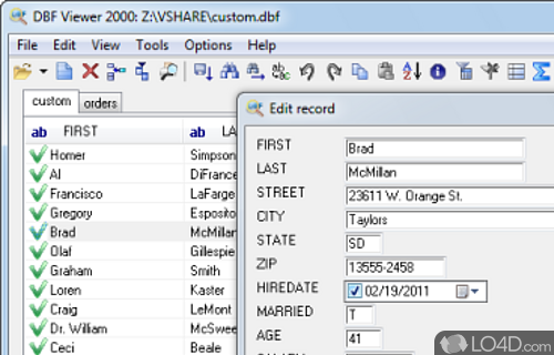 Screenshot of DBF Viewer 2000 - Easily edit and view DBF files