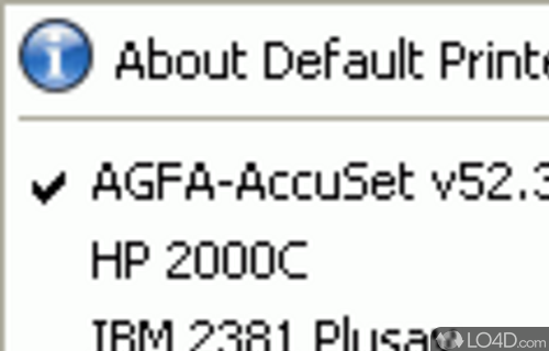 Screenshot of DefaultPrinter - Choose default printer, rename it, share it, delete