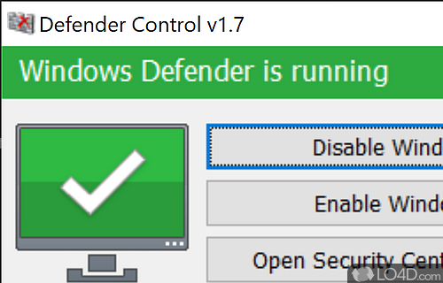 Disable Windows Defender and avert conflicts with other antivirus solutions you have installed on computer - Screenshot of Defender Control