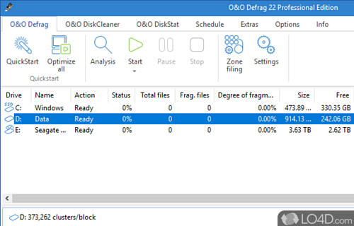 User interface - Screenshot of O&O Defrag Professional