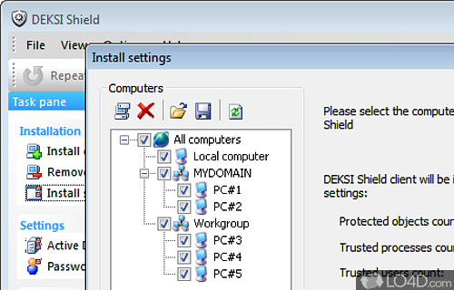 Screenshot of Deksi Shield - User interface