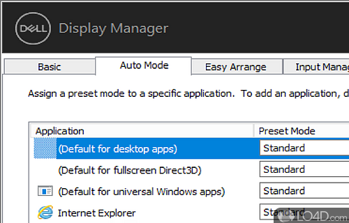 Split screen - Screenshot of Dell Display Manager