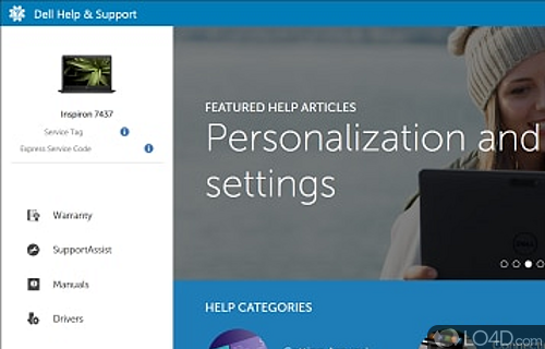 Screenshot of Dell Help & Support - User interface