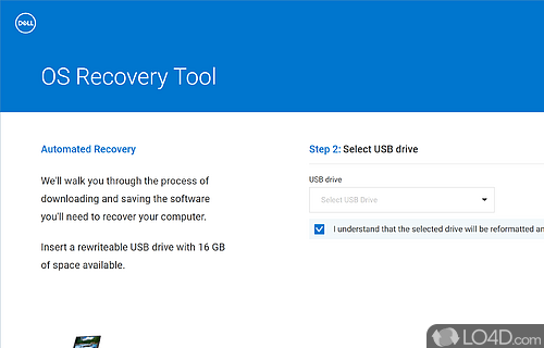 Create a USB recovery drive for free - Screenshot of Dell OS Recovery Tool