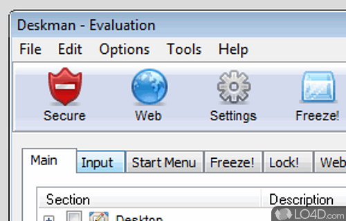 Screenshot of Deskman - User interface