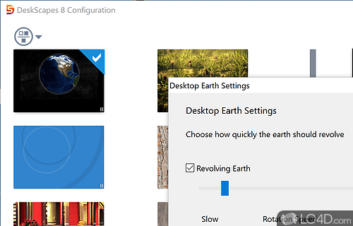 Configure animations, colors, and effects - Screenshot of DeskScapes