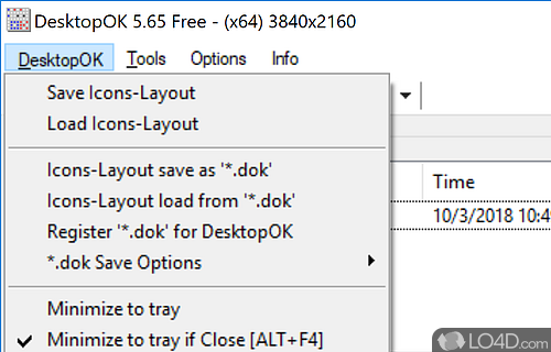 Save and restore the positions of the Windows Desktop Icon - Screenshot of DesktopOK