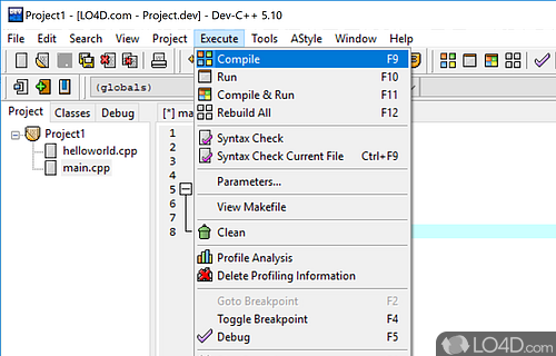 Integrated development environment - Screenshot of Dev-C++ Portable