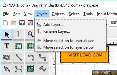 Create highly customized diagrams - Screenshot of Dia Diagram Editor