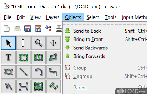 Create a diagram is easy - Screenshot of Dia Diagram Editor