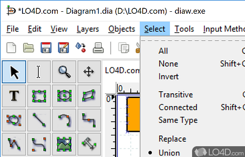 Create a diagram - Screenshot of Dia Diagram Editor