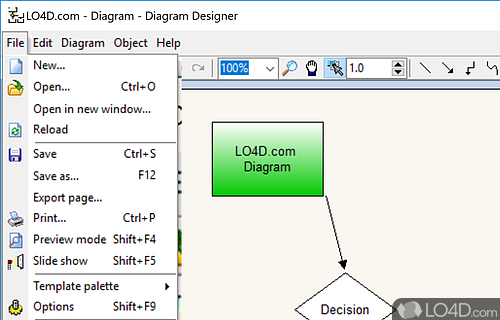 Create UML diagrams, flowcharts - Screenshot of Diagram Designer