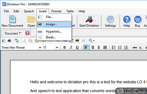 User interface - Screenshot of Dictation Pro