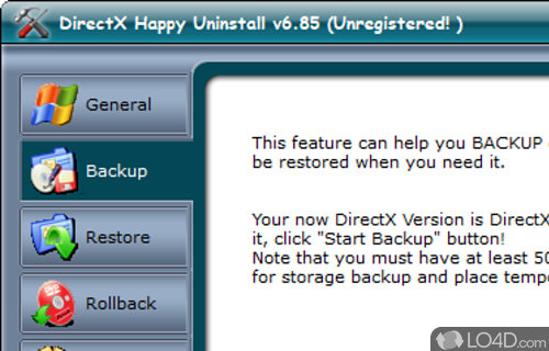 Be one step ahead of errors - Screenshot of DirectX Happy Uninstall