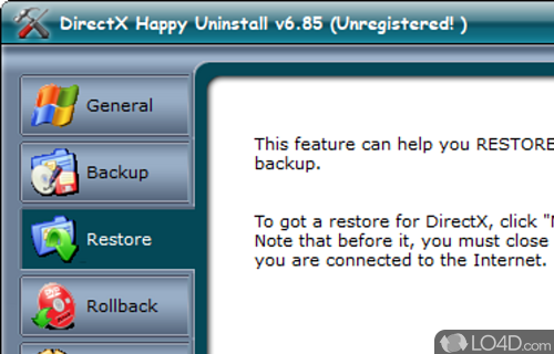 A quick solution to refresh DirectX - Screenshot of DirectX Happy Uninstall