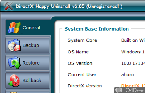 Powerful utility that can fix DirectX related issues - Screenshot of DirectX Happy Uninstall