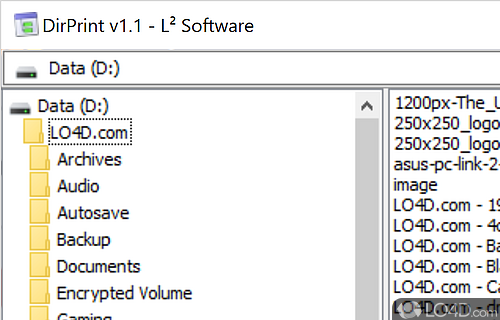 Screenshot of DirPrint - Print out the contents of a directory on computer