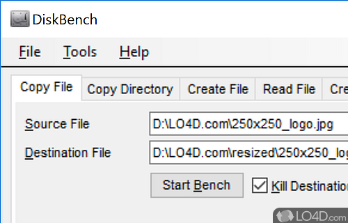 Put hard disk to the test by copying a single file - Screenshot of Disk Bench