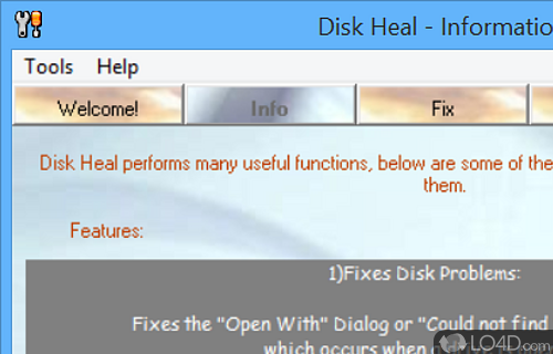 Fix disk errors caused after virus infections - Screenshot of Disk Heal