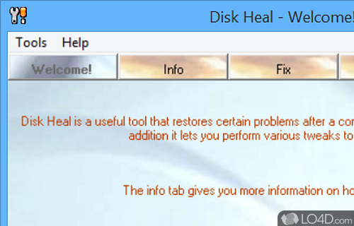 Fixes disk problems, recovers hidden files and performs various other tweaks - Screenshot of Disk Heal