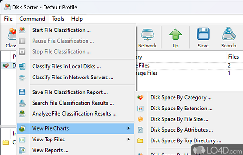 The application menus - Screenshot of Disk Sorter