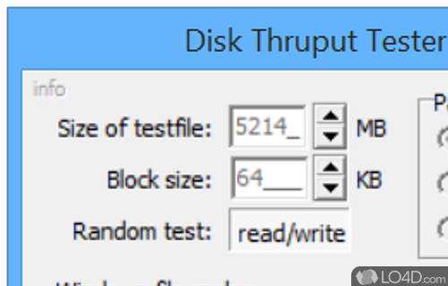 Lets you test hard drive's writing and reading speed - Screenshot of Disk Throughput Tester