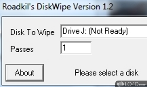 Screenshot of Disk Wipe - Securely wipes data from disks in two methods (blank space