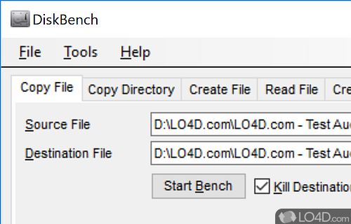 Put hard disk to the test by copying a single file - Screenshot of DiskBench