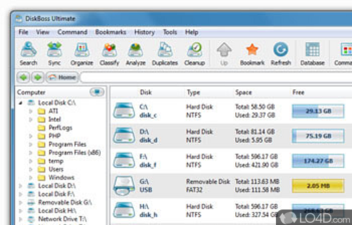Screenshot of DiskBoss - Perform customized scans of computer's hard drives