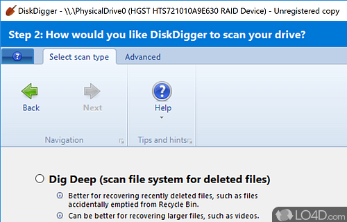 Recover deleted files from hard drive - Screenshot of DiskDigger