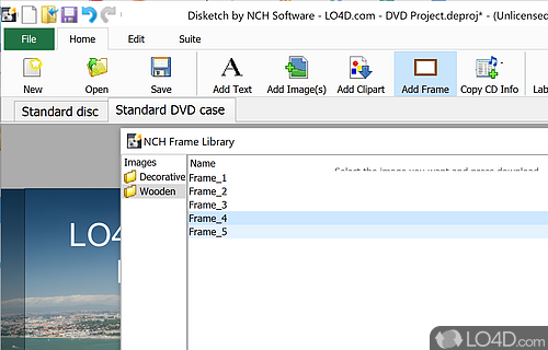 User interface - Screenshot of Disketch DVD and CD Label Maker