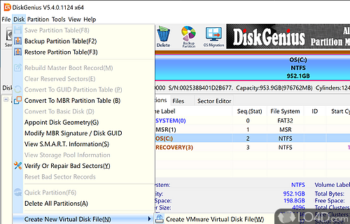 File management and data recovery - Screenshot of DiskGenius PartitionGuru