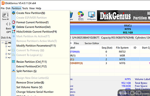 A partition manager and file recovery tool - Screenshot of DiskGenius PartitionGuru