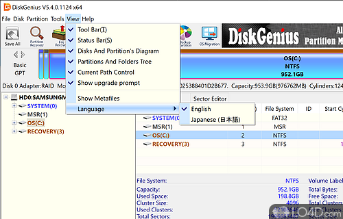 DiskGenius Free - Screenshot of DiskGenius PartitionGuru
