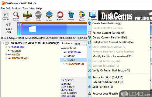 Simple three-step process - Screenshot of DiskGenius PartitionGuru