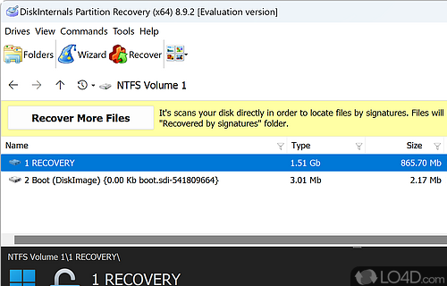 Scan for and recover lost or damaged files, folders, and partitions - Screenshot of DiskInternals Partition Recovery