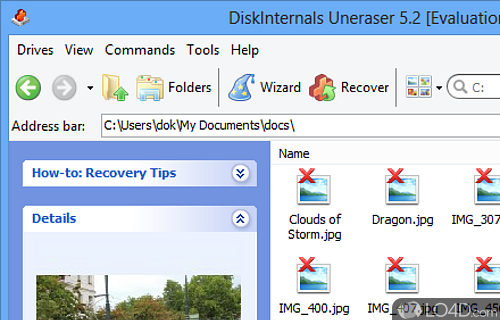 Screenshot of DiskInternals Uneraser - Enables you to restore most types of deleted files from any external storage device
