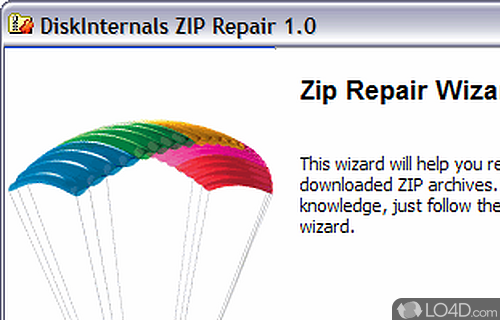 Screenshot of DiskInternals ZIP Repair - Repair damaged ZIP archives with this piece of software that shows a list of all recoverable files before processing them