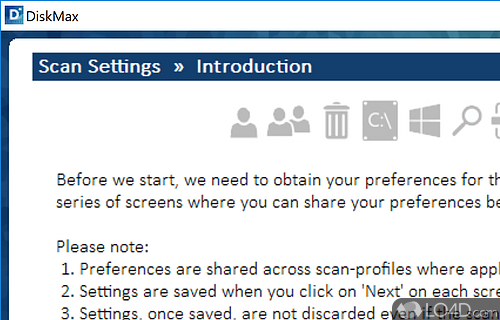 Multiple scanning profiles available - Screenshot of DiskMax