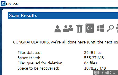 Remove junk files to improve performance and recover disk space - Screenshot of DiskMax