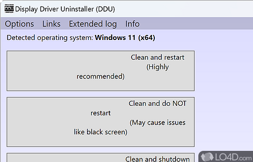 Portability advantages - Screenshot of Display Driver Uninstaller (DDU)