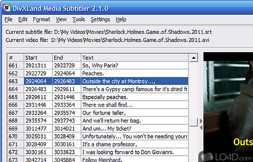 Screenshot of DivXLand Media Subtitler - Create and edit subtitles for movies