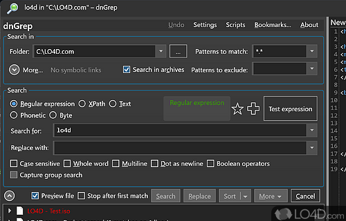 Clever context menu integration - Screenshot of dnGREP