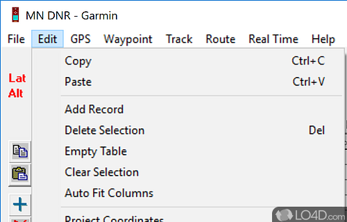 User interface - Screenshot of DNRGarmin